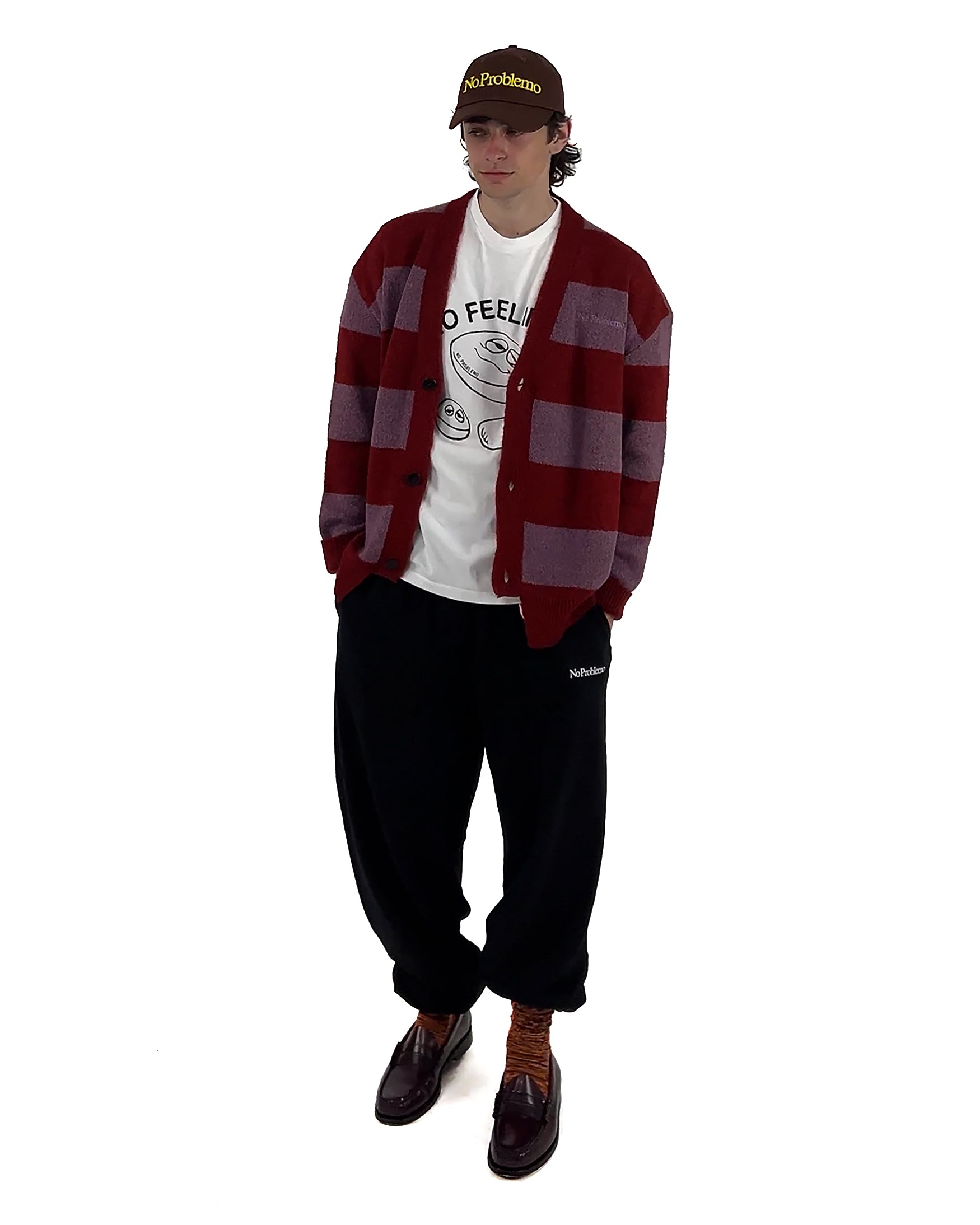 Striped Mohair Oversized Cardigan Burgundy No Problemo